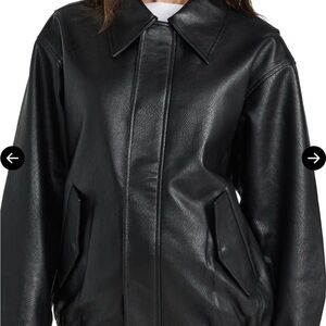 Pixie Market Oversized Faux Leather Bomber Jacket